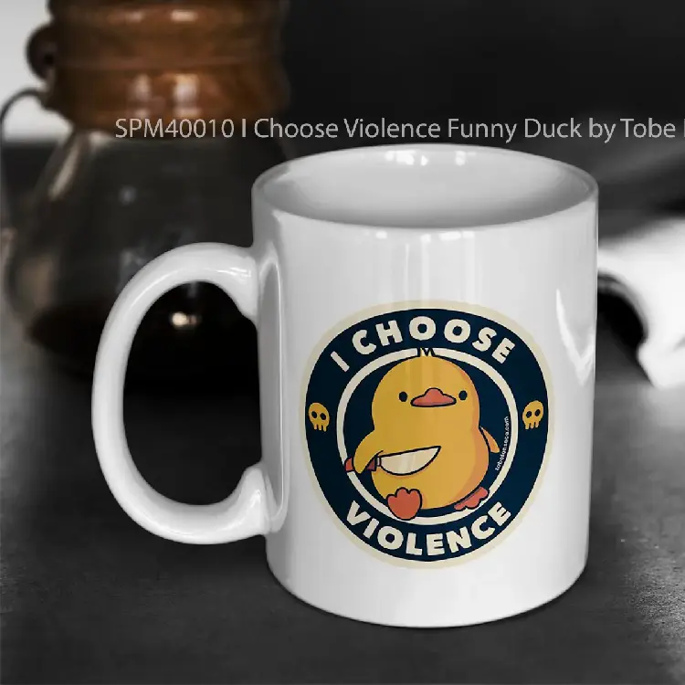 SPM40010 I Choose Violence Funny Duck by Tobe Fonseca Gelas Keramik Supermug