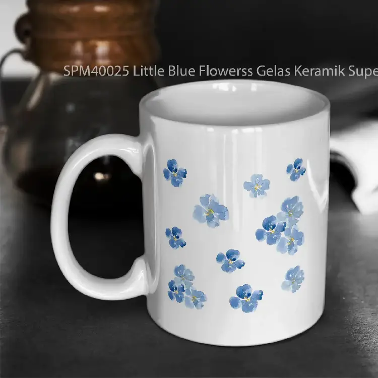 SPM40025 Little Blue Flowerss Gelas Keramik Supermug