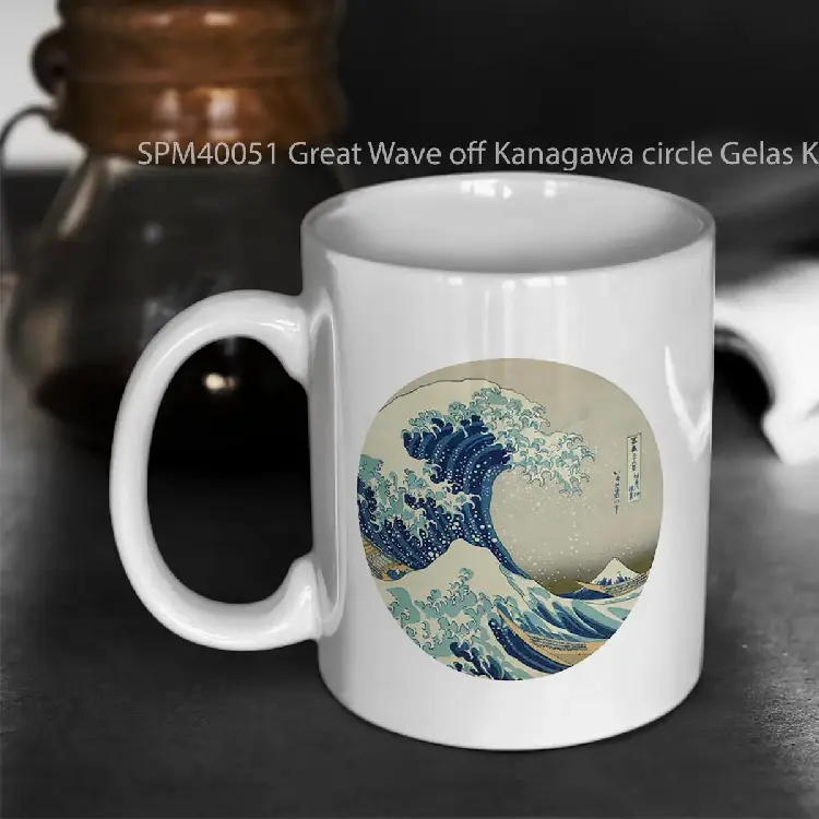 SPM40051 Great Wave off Kanagawa circle Gelas Keramik Supermug