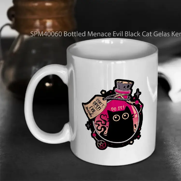 SPM40060 Bottled Menace Evil Black Cat Gelas Keramik Supermug