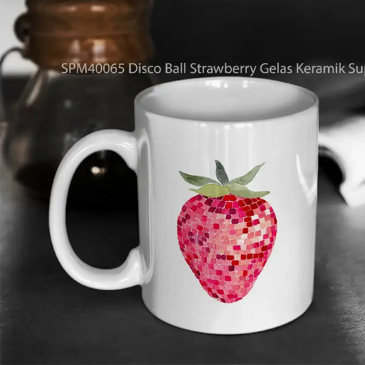 SPM40065 Disco Ball Strawberry Gelas Keramik Supermug