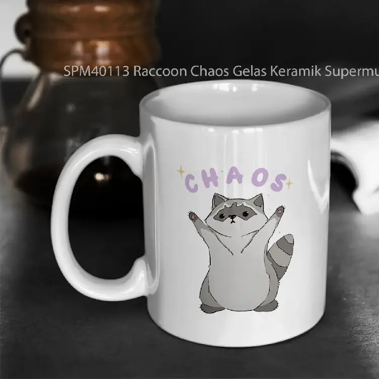 SPM40113 Raccoon Chaos Gelas Keramik Supermug