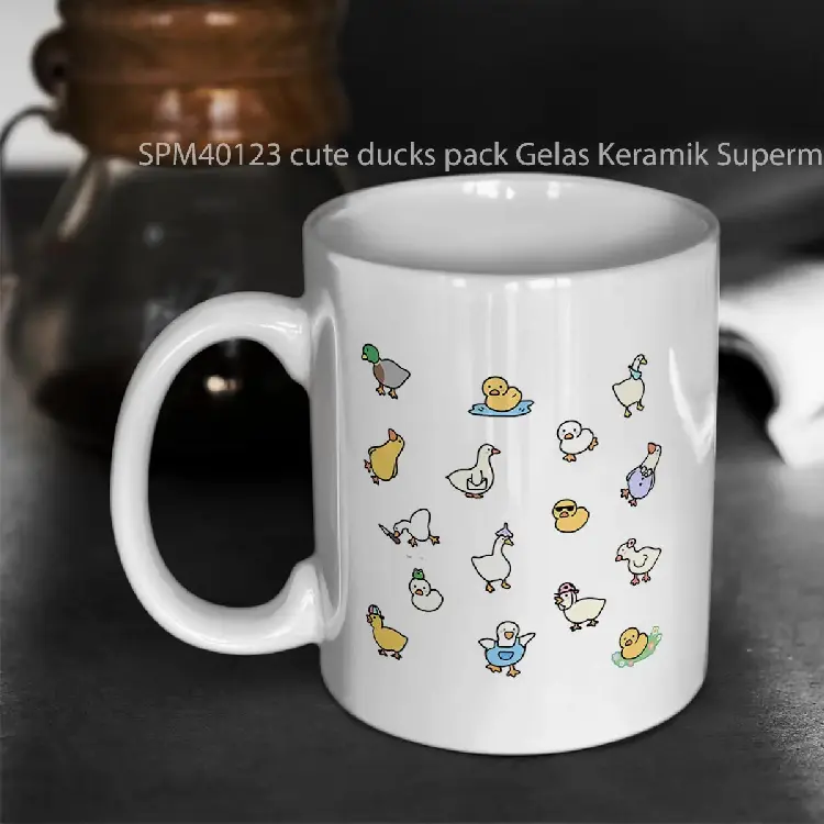 SPM40123 cute ducks pack Gelas Keramik Supermug