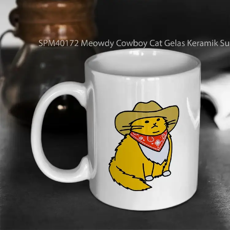 SPM40172 Meowdy Cowboy Cat Gelas Keramik Supermug
