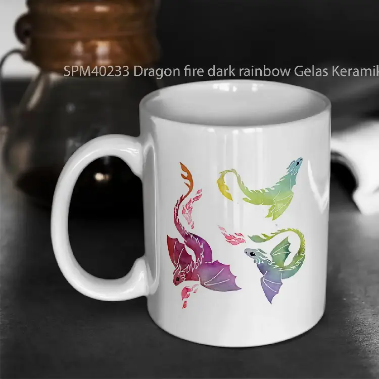 SPM40233 Dragon fire dark rainbow Gelas Keramik Supermug