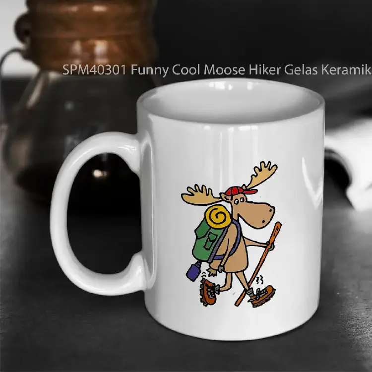 SPM40301 Funny Cool Moose Hiker Gelas Keramik Supermug