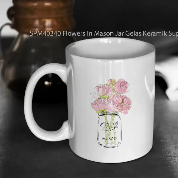 SPM40340 Flowers in Mason Jar Gelas Keramik Supermug