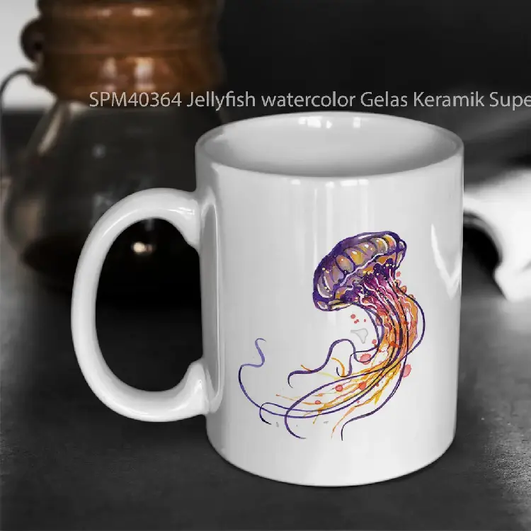 SPM40364 Jellyfish watercolor Gelas Keramik Supermug