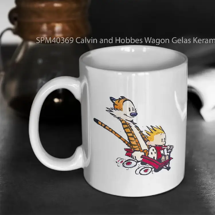 SPM40369 Calvin and Hobbes Wagon Gelas Keramik Supermug