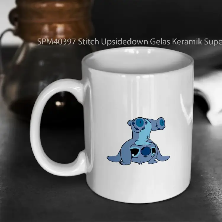 SPM40397 Stitch Upsidedown Gelas Keramik Supermug