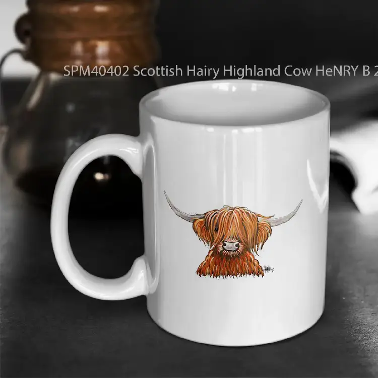 SPM40402 Scottish Hairy Highland Cow HeNRY B 2 by Shirley MacArthur Gelas Keramik Supermug