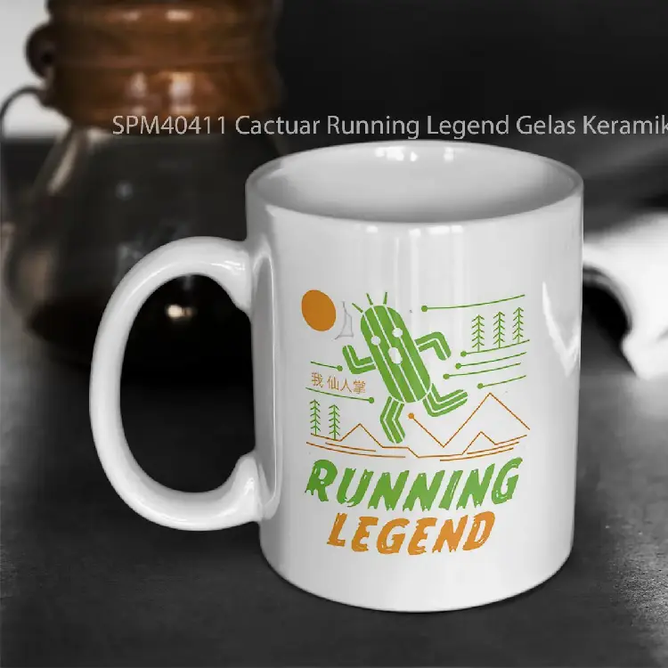 SPM40411 Cactuar Running Legend Gelas Keramik Supermug