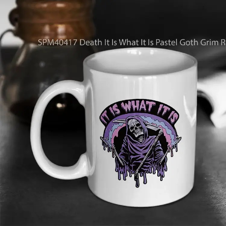 SPM40417 Death It Is What It Is Pastel Goth Grim Reaper Drip Gelas Keramik Supermug