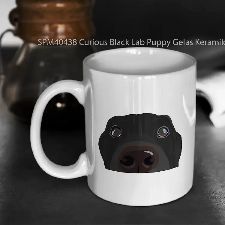 SPM40438 Curious Black Lab Puppy Gelas Keramik Supermug