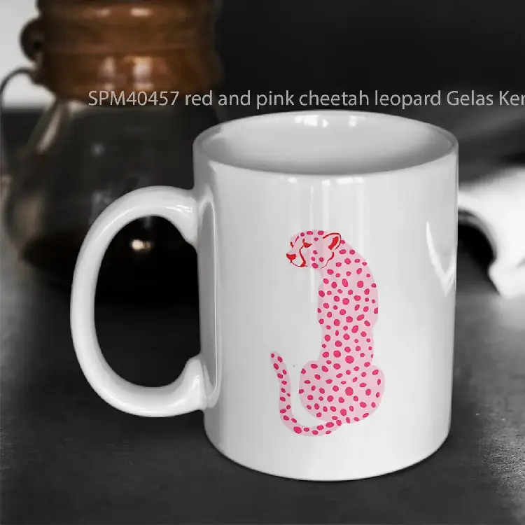 SPM40457 red and pink cheetah leopard Gelas Keramik Supermug