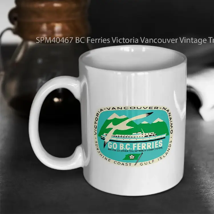 SPM40467 BC Ferries Victoria Vancouver Vintage Travel Decal Gelas Keramik Supermug
