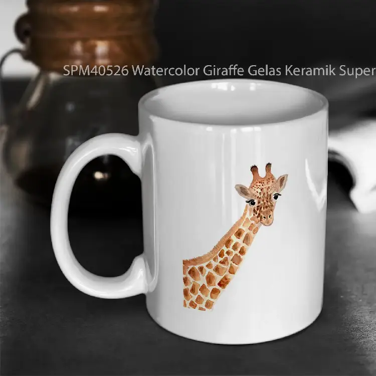 SPM40526 Watercolor Giraffe Gelas Keramik Supermug