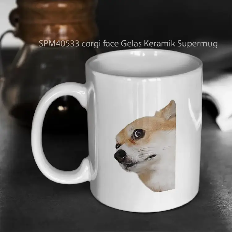 SPM40533 corgi face Gelas Keramik Supermug