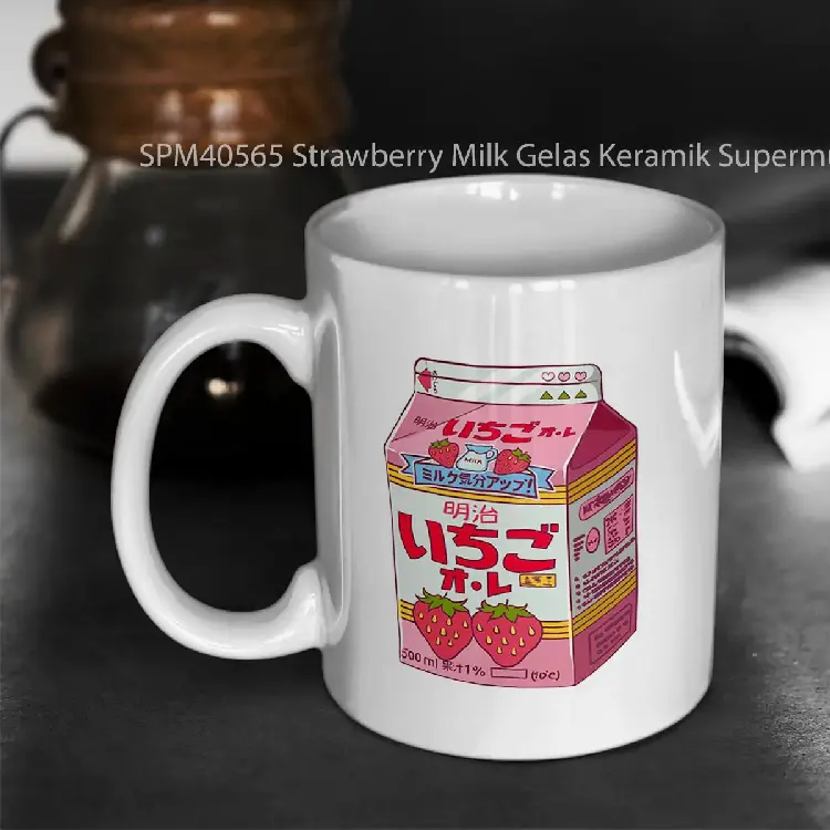 SPM40565 Strawberry Milk Gelas Keramik Supermug