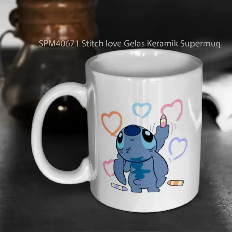 SPM40671 Stitch love Gelas Keramik Supermug