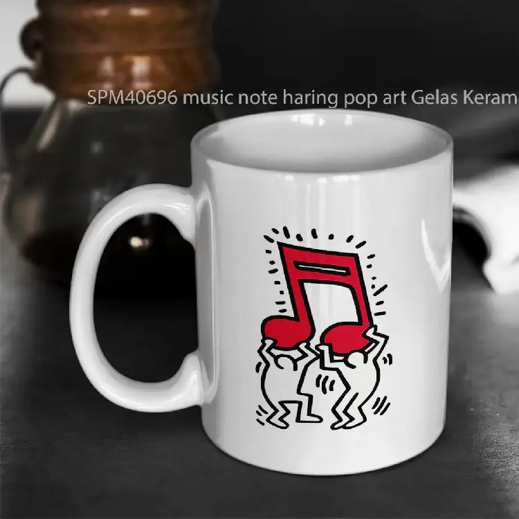 SPM40696 music note haring pop art Gelas Keramik Supermug
