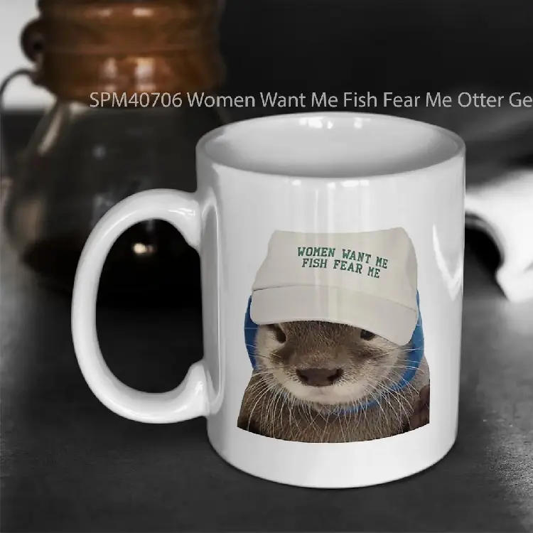 SPM40706 Women Want Me Fish Fear Me Otter Gelas Keramik Supermug
