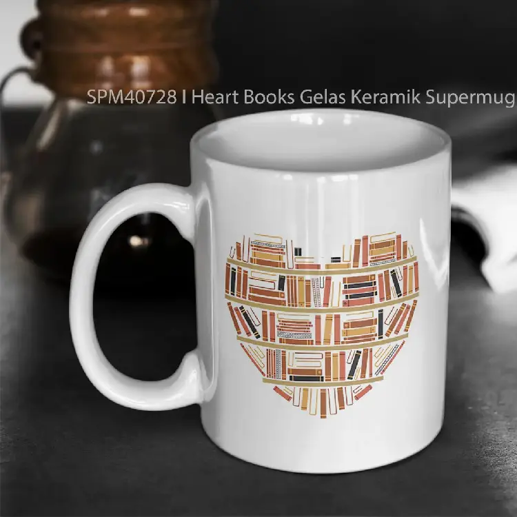 SPM40728 I Heart Books Gelas Keramik Supermug