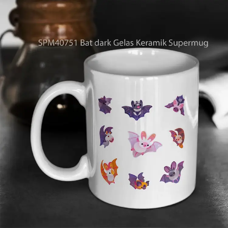 SPM40751 Bat dark Gelas Keramik Supermug