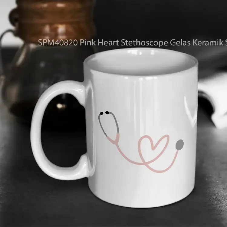 SPM40820 Pink Heart Stethoscope Gelas Keramik Supermug