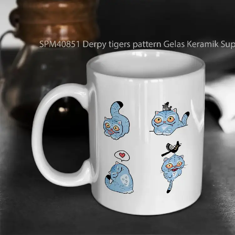 SPM40851 Derpy tigers pattern Gelas Keramik Supermug