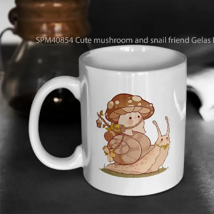 SPM40854 Cute mushroom and snail friend Gelas Keramik Supermug