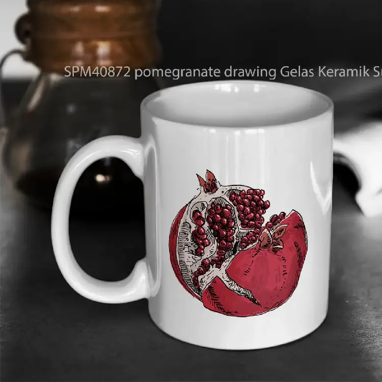 SPM40872 pomegranate drawing Gelas Keramik Supermug