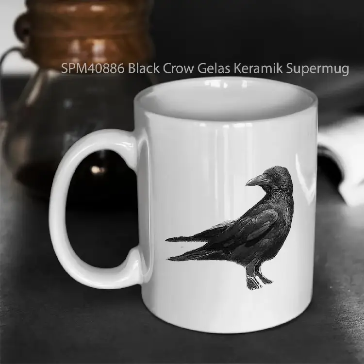 SPM40886 Black Crow Gelas Keramik Supermug