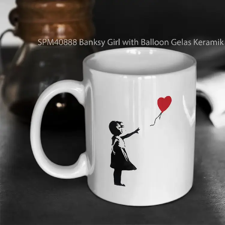 SPM40888 Banksy Girl with Balloon Gelas Keramik Supermug