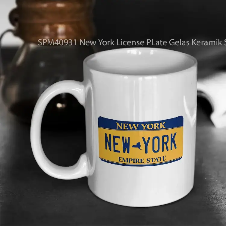 SPM40931 New York License PLate Gelas Keramik Supermug