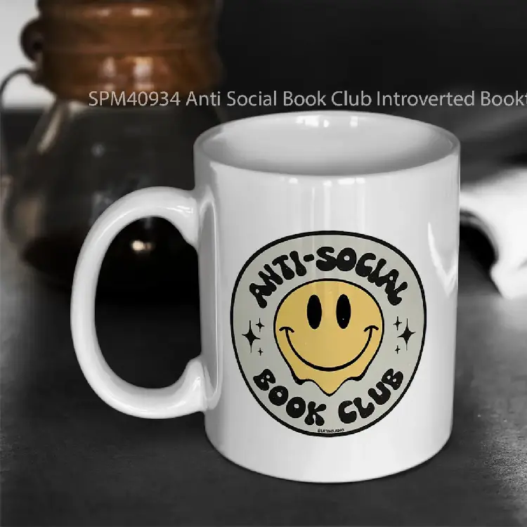 SPM40934 Anti Social Book Club Introverted Booktrovert Aesthetic Bookish Dark Grunge Military Army Green For Kindle Girlie Readers Tbr Gelas Keramik Supermug
