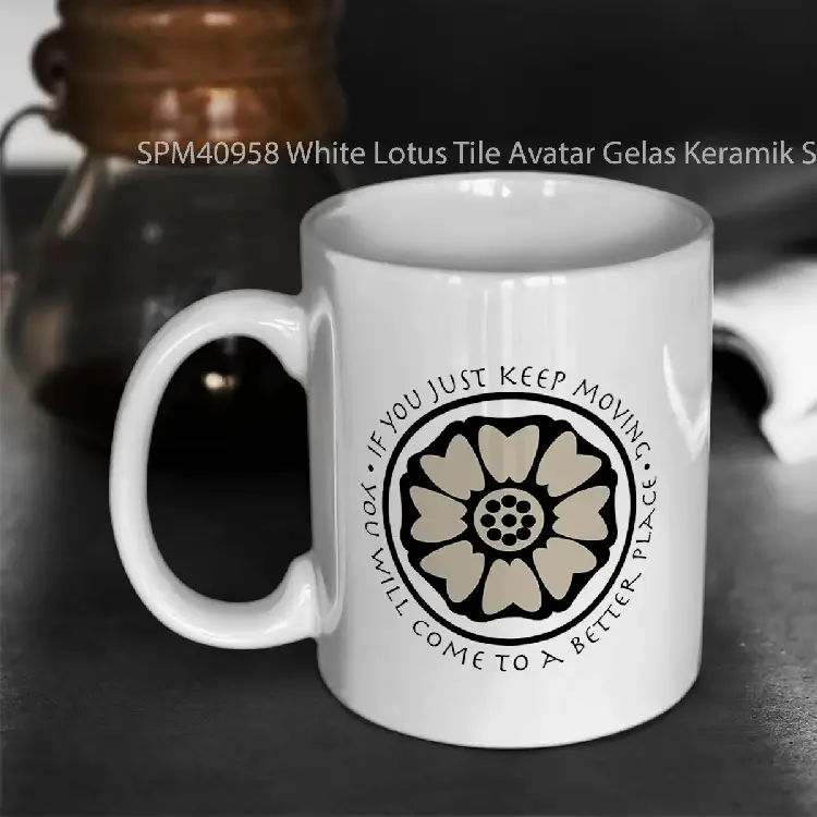 SPM40958 White Lotus Tile Avatar Gelas Keramik Supermug