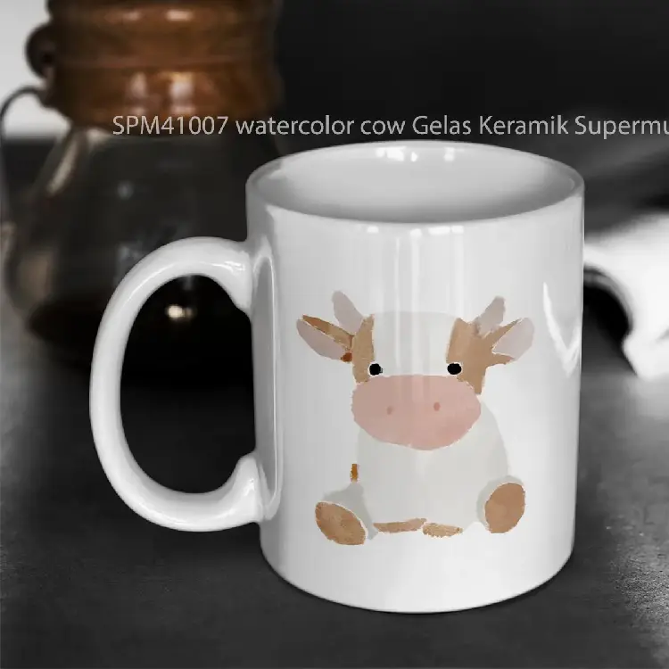 SPM41007 watercolor cow Gelas Keramik Supermug