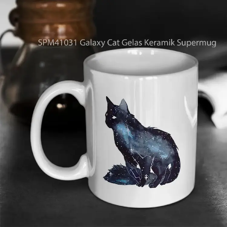 SPM41031 Galaxy Cat Gelas Keramik Supermug