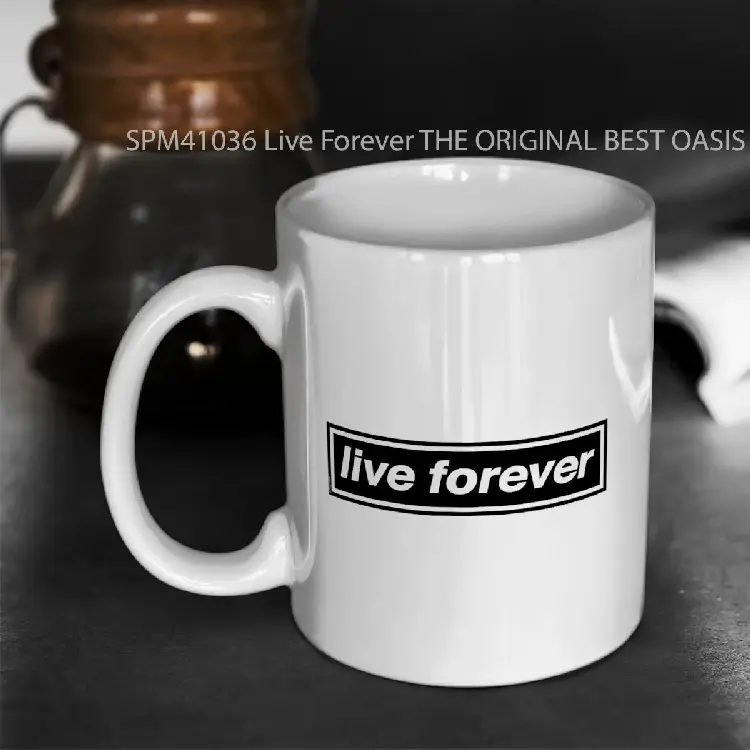 SPM41036 Live Forever THE ORIGINAL BEST OASIS Band Tribute MADE IN THE 90s Gelas Keramik Supermug