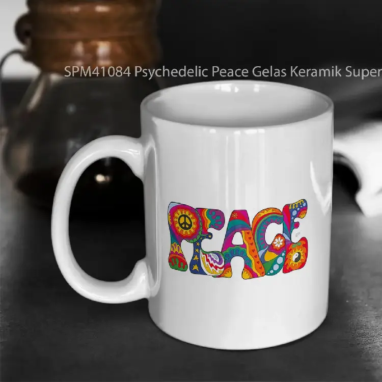 SPM41084 Psychedelic Peace Gelas Keramik Supermug