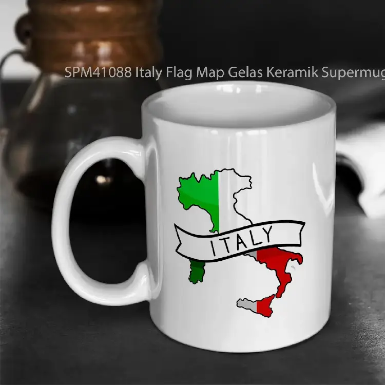 SPM41088 Italy Flag Map Gelas Keramik Supermug