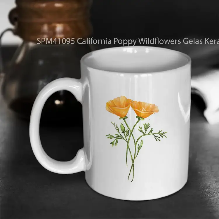 SPM41095 California Poppy Wildflowers Gelas Keramik Supermug