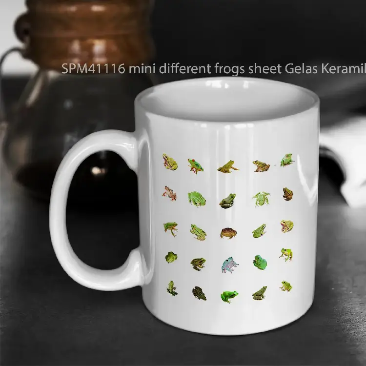 SPM41116 mini different frogs sheet Gelas Keramik Supermug
