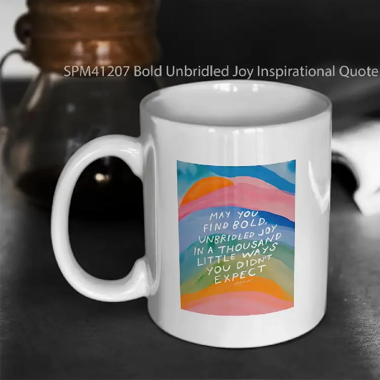 SPM41207 Bold Unbridled Joy Inspirational Quote and Abstract Watercolor Art Gelas Keramik Supermug