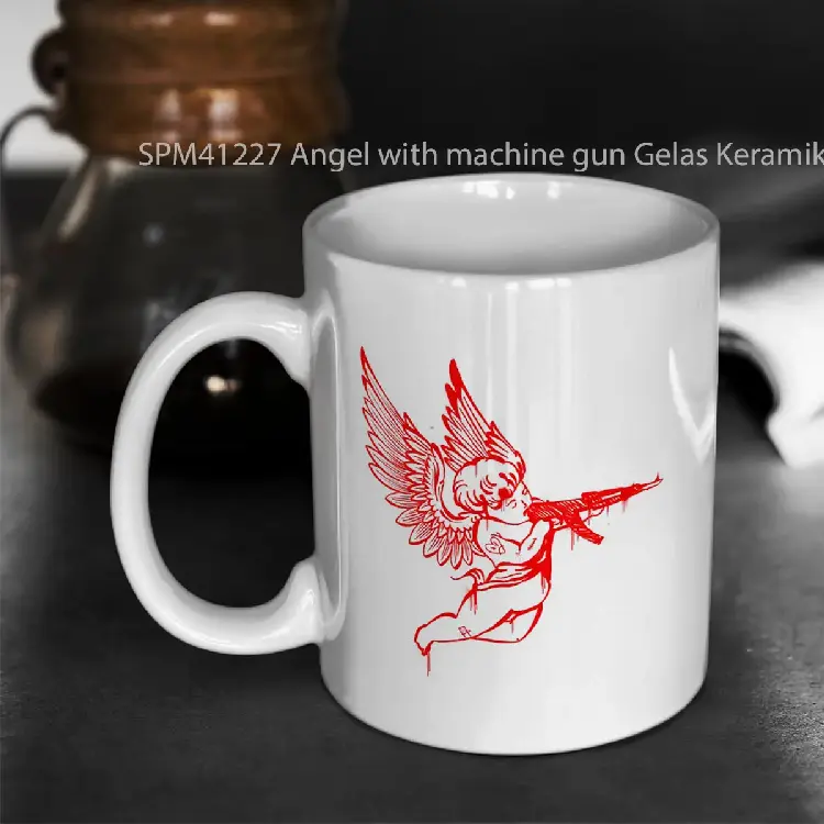 SPM41227 Angel with machine gun Gelas Keramik Supermug