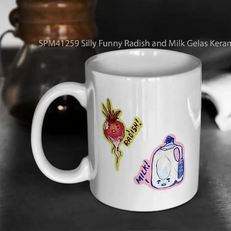 SPM41259 Silly Funny Radish and Milk Gelas Keramik Supermug