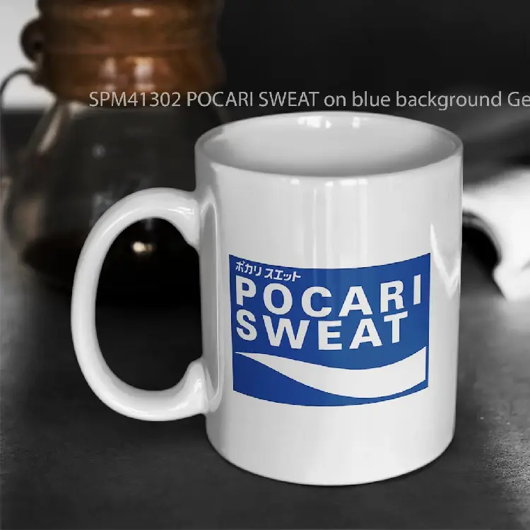 SPM41302 POCARI SWEAT on blue background Gelas Keramik Supermug