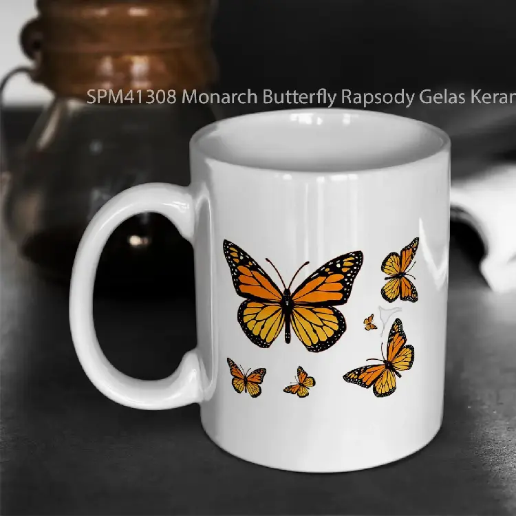 SPM41308 Monarch Butterfly Rapsody Gelas Keramik Supermug