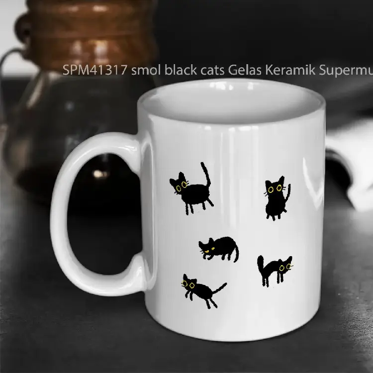 SPM41317 smol black cats Gelas Keramik Supermug